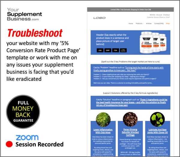 troubleshoot with personalized supplement business consultation