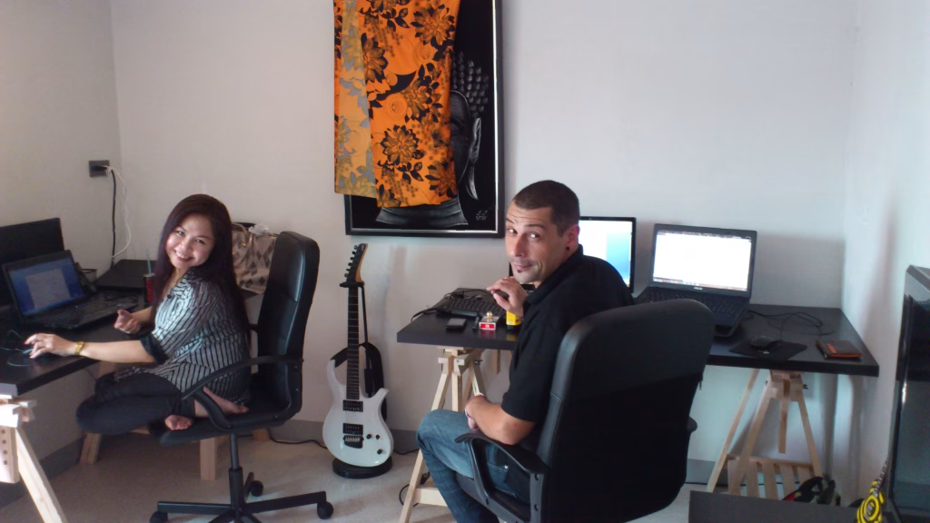 Day one starting my first supplement company, with my first two part time helpers.